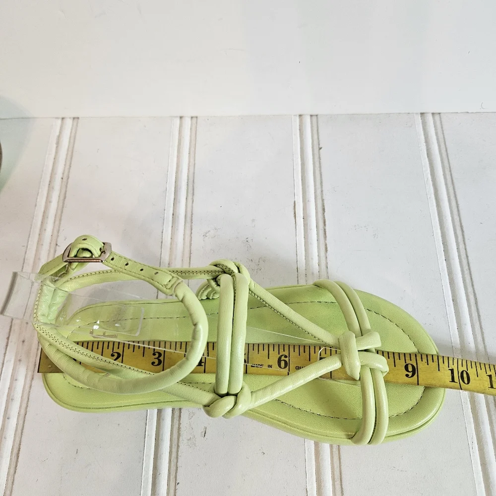 Off Yellow Flatform Knotted Sandals Womens Sz 7 Ankle Strap Chunky Heel Platform - Picture 14 of 16